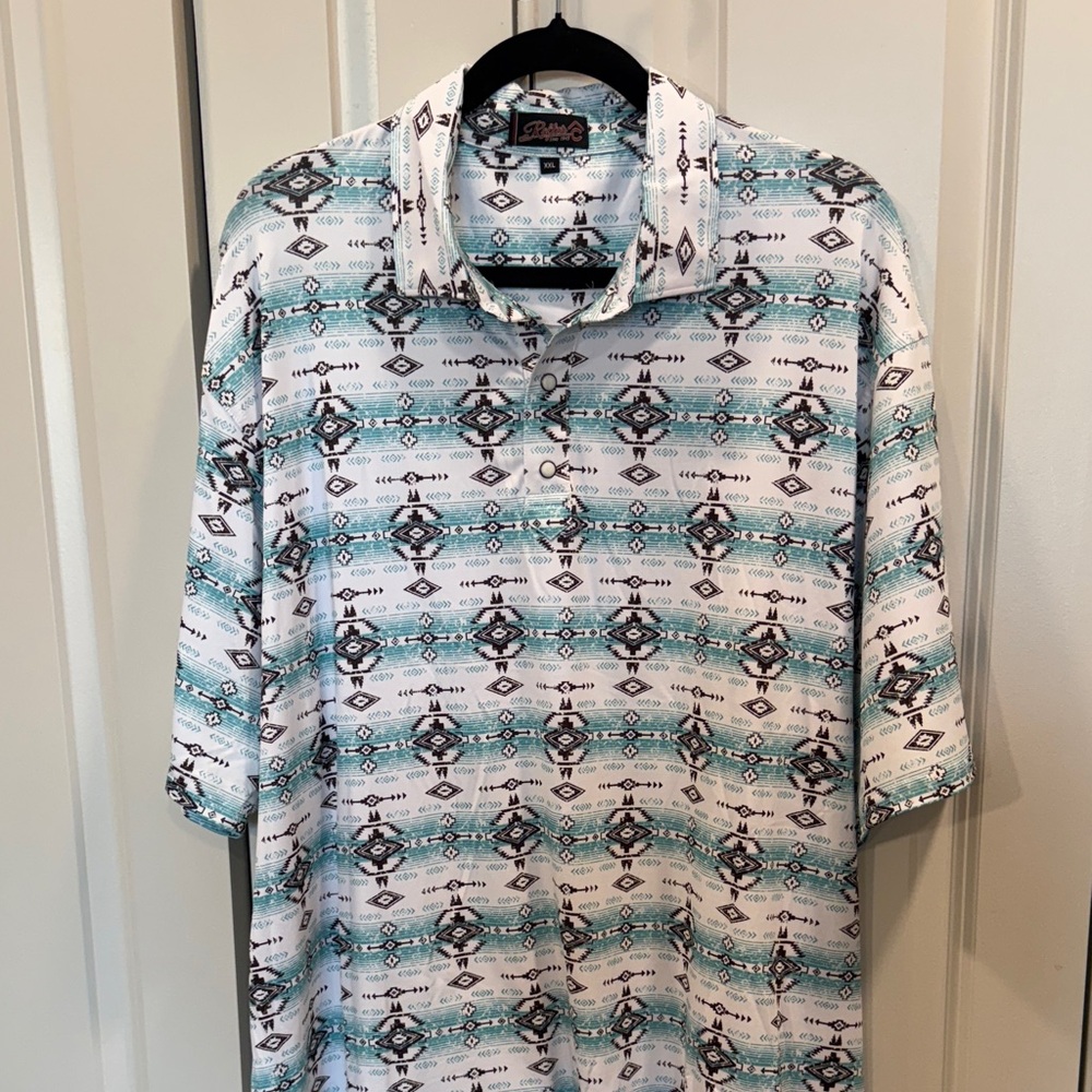 Men's Turquoise and White Patterned Casual Shirt Brand new, never worn.